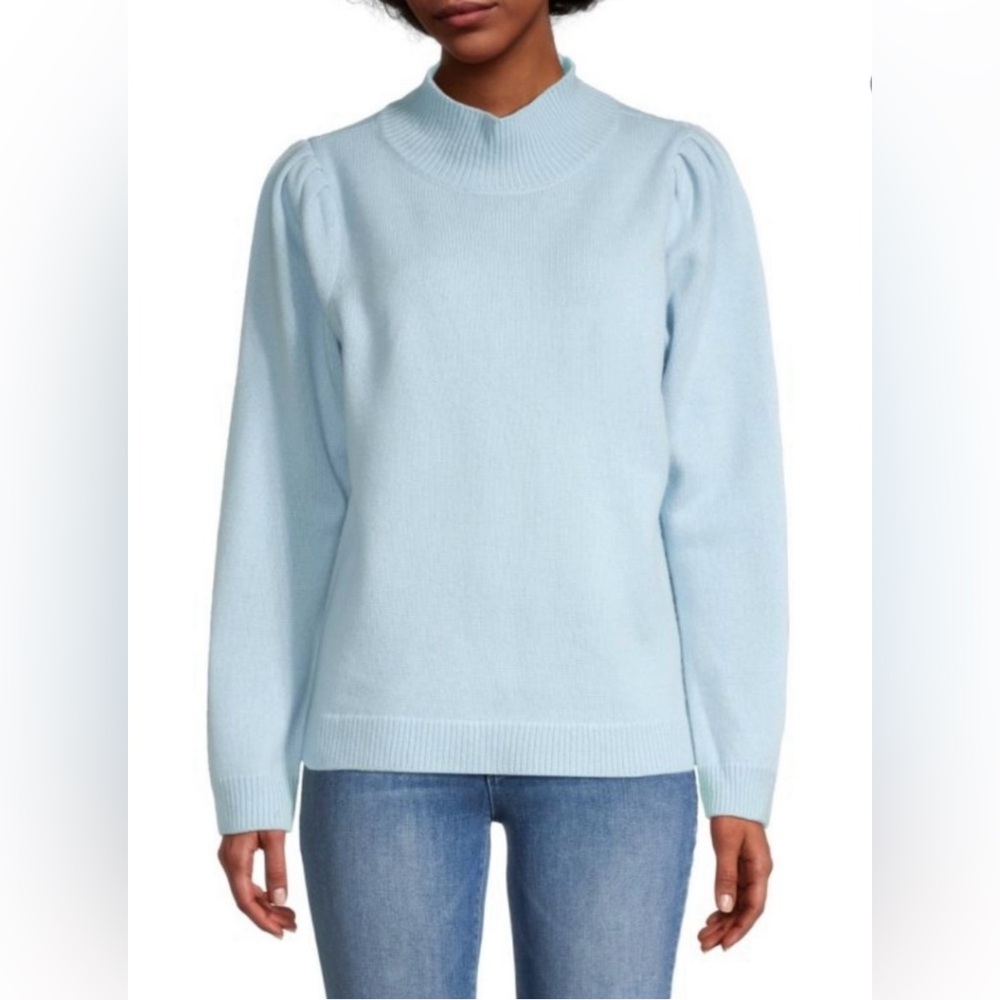 MILLY Wyat Wool Turtleneck Sweater Ice Blue Size XLARGE NWT MSRP $345